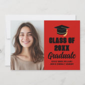 Red Black Class of 2025 Graduate Photogradation 案内状 (正面)