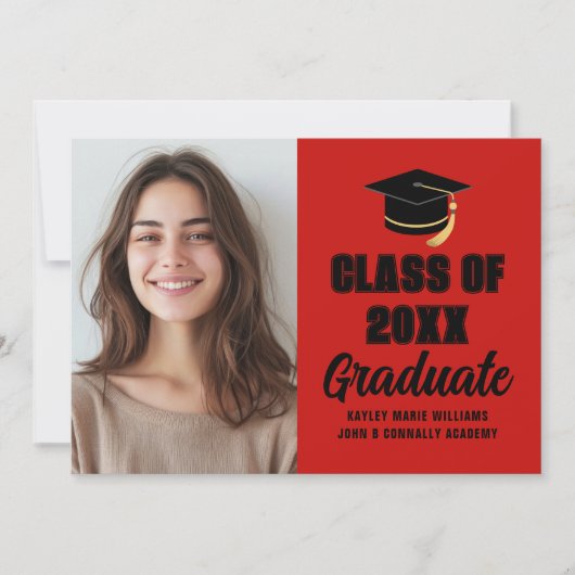 Red Black Class of 2025 Graduate Photogradation 案内状 (正面)