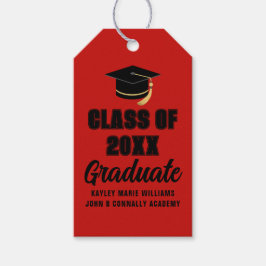 Red Black Class of 2026 Graduation Party ギフトタグ
