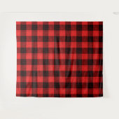  Red Black Crosshatch Buffalo Check タペストリー (正面(横))