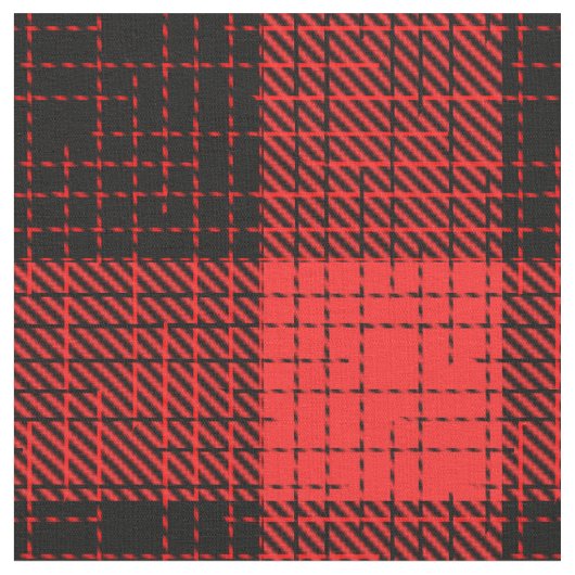  Red Black Crosshatch Buffalo Check ファブリック (クローズアップ)