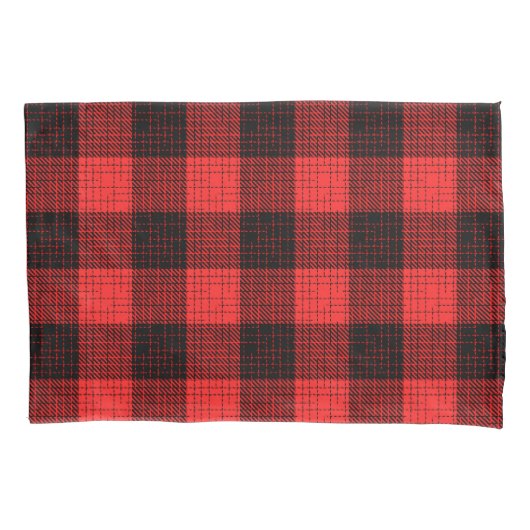  Red Black Crosshatch Buffalo Check 枕カバー (正面)