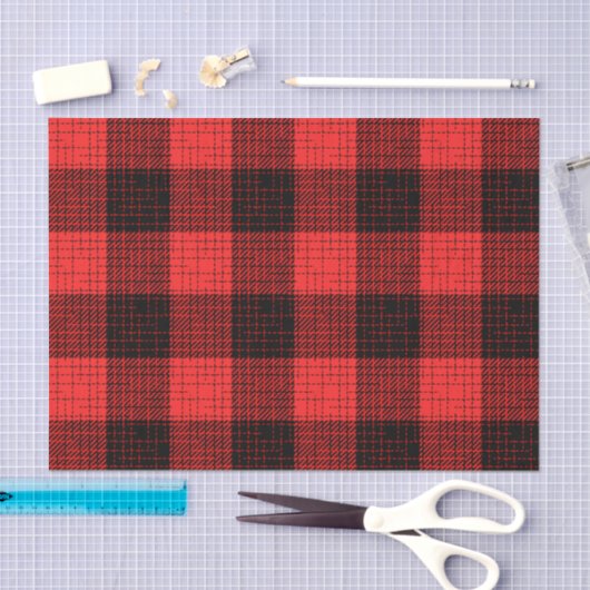  Red Black Crosshatch Buffalo Check 薄葉紙 (クラフト)