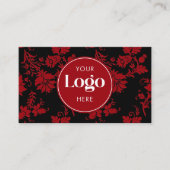 Red & Black Damask Custom Logo QR Code Template 名刺 (正面)