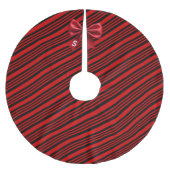 Red Black Diagonal Stripes Graphic Bow ブラッシュドポリエステルツリースカート (正面)