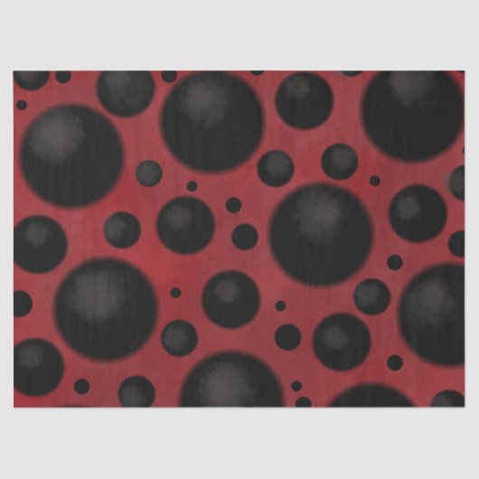 Red Black Dots Circles Funky Pattern Decoupage 薄葉紙 (正面)