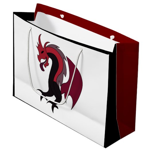 Red Black Dragon Mythical Creature ラージペーパーバッグ (正面アングル)