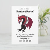 Red Black Dragon Mythical Creature Fantasy Party 招待状 (スタンド正面)