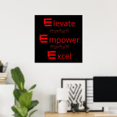 Red & Black Elevate Empower Excel モチベーション ポスター (ホームオフィス)