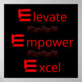Red & Black Elevate Empower Excel モチベーション ポスター (正面)