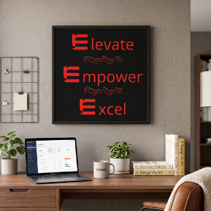 Red & Black Elevate Empower Excel モチベーション ポスター