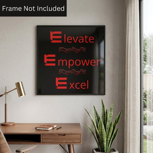 Red & Black Elevate Empower Excel モチベーション ポスター