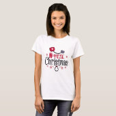 Red Black Festive Stethoscope Nurse Cute Christmas Tシャツ (正面フル)