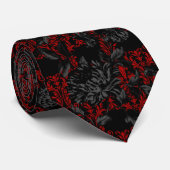 Red & Black Floral Damask Gothic Wedding ネクタイ (ロール)