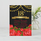 Red Black Gold 18歳の誕生日パーティー 招待状 (スタンド正面)