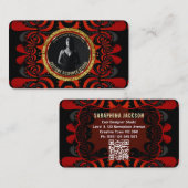 Red Black + Gold Funky Gothic Creative 名刺 (正面/裏面)