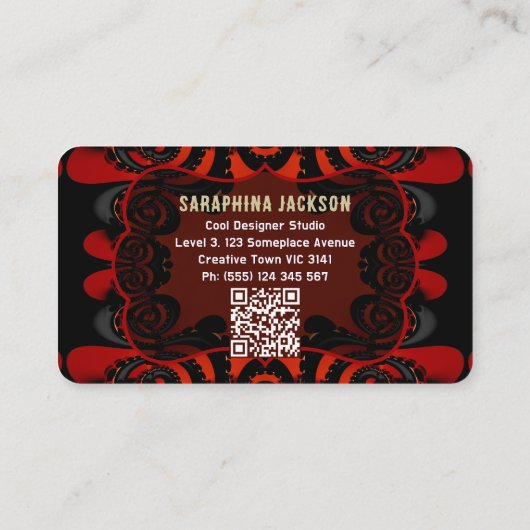 Red Black + Gold Funky Gothic Creative 名刺 (裏面)