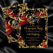 Red Black Gold Magical Night Masquerade Party 招待状