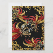 Red Black Gold Magical Night Masquerade Party 招待状 (裏面)