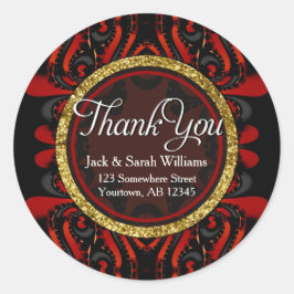 Red Black + Gold Thank You round Stickers ラウンドシール