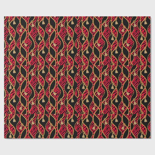 Red, Black & Gold Wrapping Paper ラッピングペーパー (フラット)