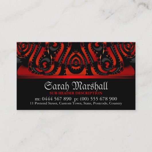 Red+Black Gothic Tribal、ロゴ付き名刺 名刺 (正面)