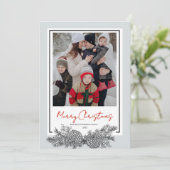 Red Black Gray Modern Elegant Photo Christmas シーズンカード (スタンド正面)