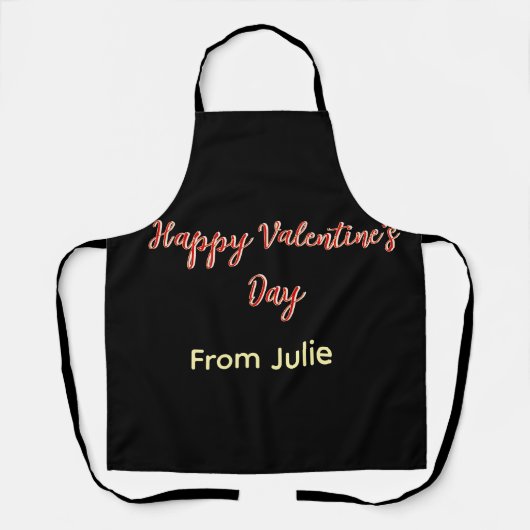 Red black happy Valentine's day from 名前 スタイリッシュ エプロン (正面)