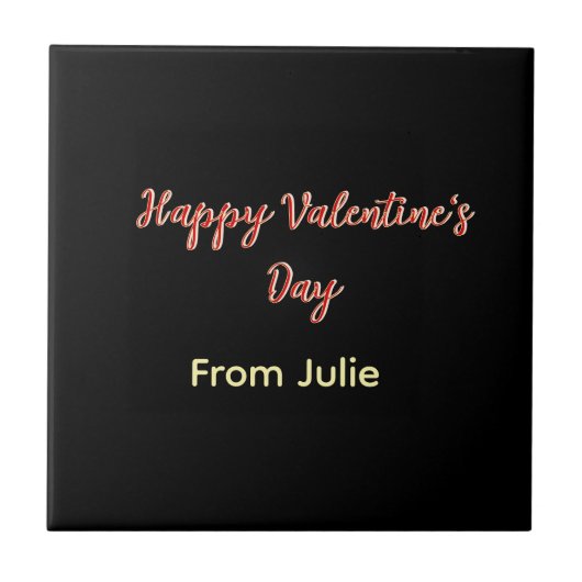 Red black happy Valentine's day from 名前 スタイリッシュ タイル (正面)