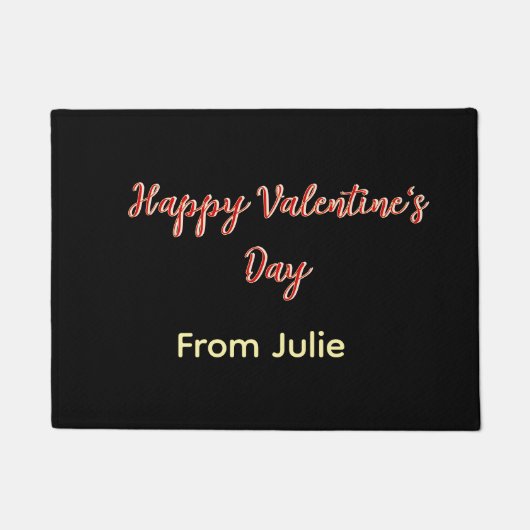 Red black happy Valentine's day from 名前 スタイリッシュ ドアマット (正面)