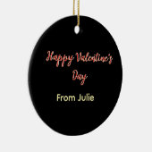 Red black happy Valentine's day from 名前 stylish セラミックオーナメント (右)