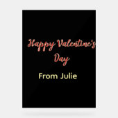 Red black happy Valentine's day from name stylish  アクリルサイン (正面)