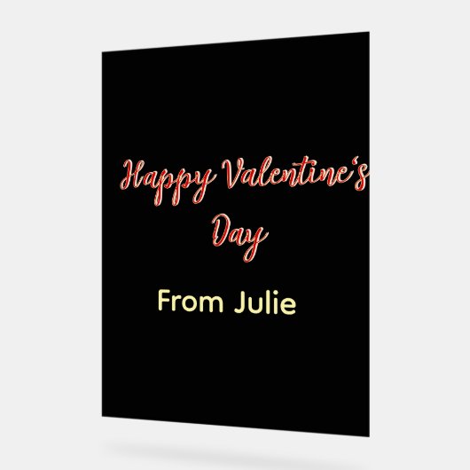 Red black happy Valentine's day from name stylish  アクリルサイン (傾斜)