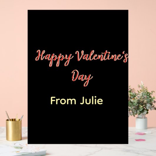 Red black happy Valentine's day from name stylish  アクリルサイン (ウェディング)