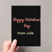 Red black happy Valentine's day from name stylish  アクリル招待状 (インサイチュ (ポータブル))