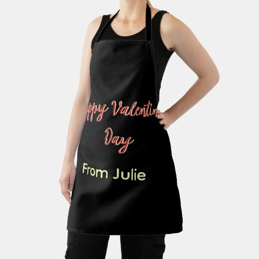 Red black happy Valentine's day from name stylish  エプロン (インサイチュ)