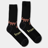 Red black happy Valentine's day from name stylish  ソックス (右)