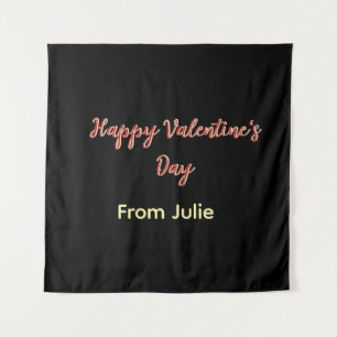 Red black happy Valentine's day from name stylish タペストリー