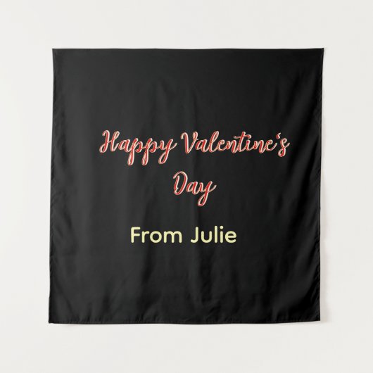 Red black happy Valentine's day from name stylish  タペストリー (正面)