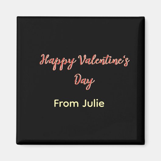 Red black happy Valentine's day from name stylish  マグネット (正面)