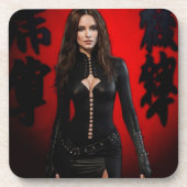 Red Black hard plastic coasters コースター (正面)