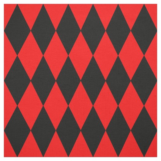 Red Black Harlequin Diamonds Checkers Design  ファブリック (見本)