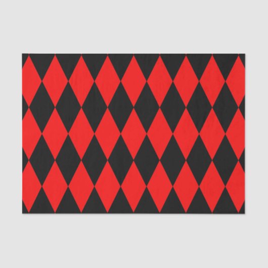 Red Black Harlequin Diamonds Checkers Design  薄葉紙 (正面)