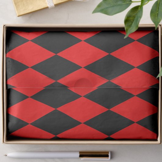 Red Black Harlequin Diamonds Checkers Design  薄葉紙