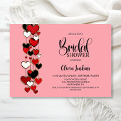 Red Black Hearts Bridal Shower 招待状
