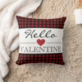 Red & Black Hello Valentine Plaid Gingham クッション (ブランケット)