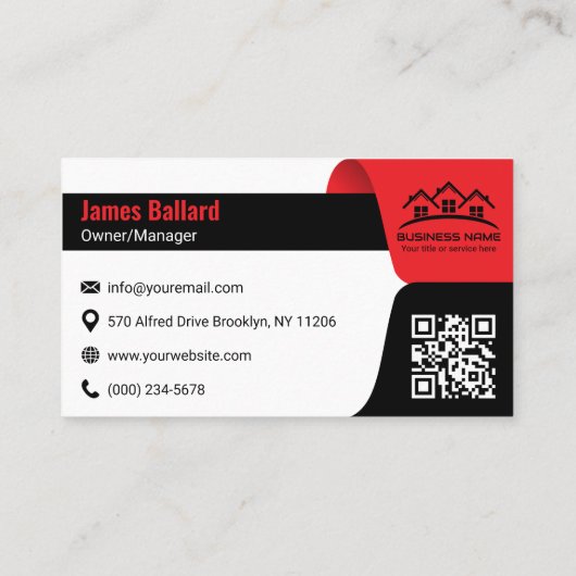 Red Black House Roof Logo Real Estate 名刺 (裏面)