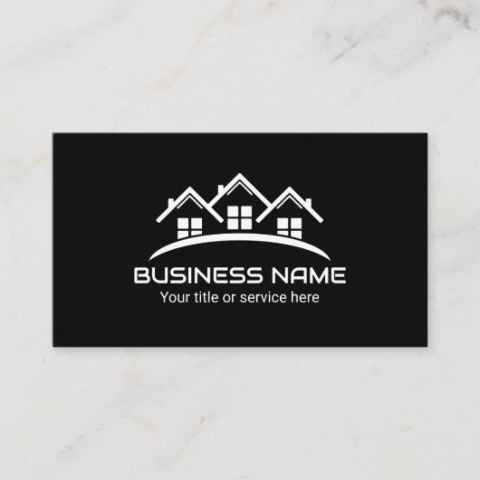 Red Black House Roof Logo Real Estate 名刺 (正面)