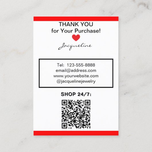 Red Black Jewelry Earrings Website QR Code 名刺 (裏面)