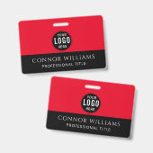Red Black Logo Employee ID バッジ (正面＆裏面)
